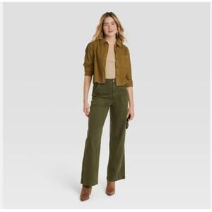 Universal Thread High Waisted Wide Leg Cropped High-Rise Jeans Sz 4 Dark Green